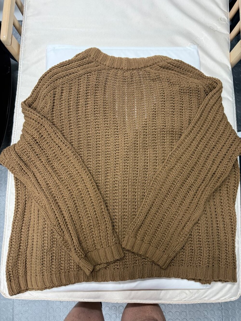 Express Men's Camel Cropped Boxy Cardigan Open Knit Sz L - Picture 4 of 5